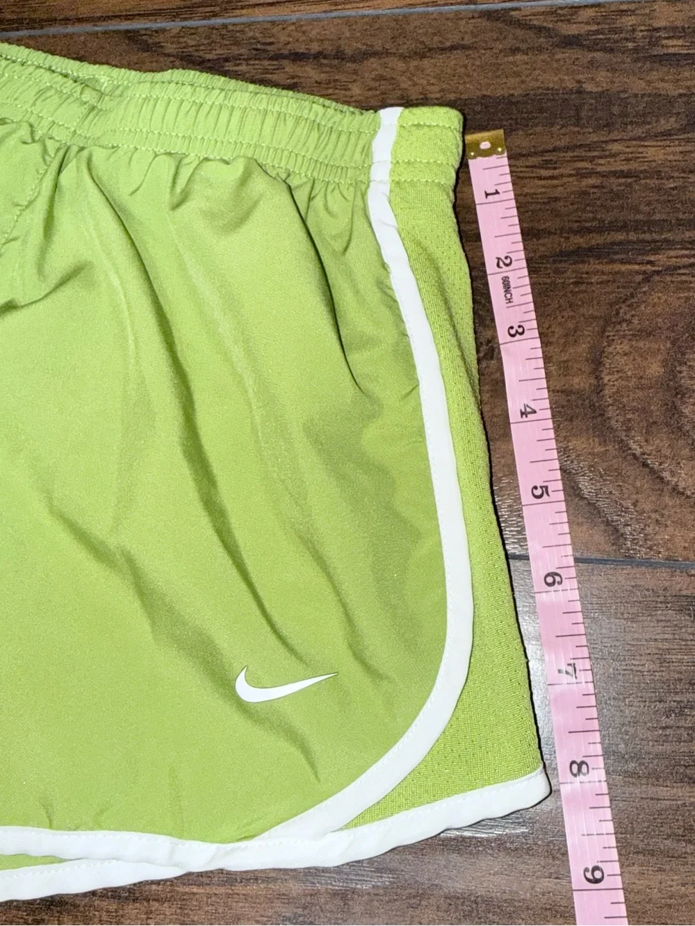 Nike Lime Green Girls' Athletic Shorts with White Trim